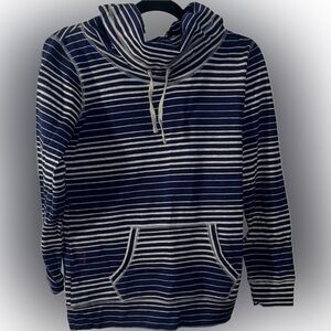 Made for Life Sweatshirt Women’s Small Navy and Gray Striped Nautical Cowl
